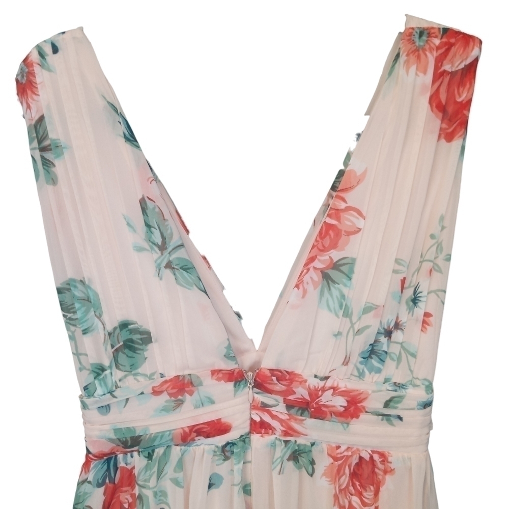Lulu's Garden Meandering Floral Chiffon Sleeveless Maxi Dress Blush Size Small - Picture 10 of 14